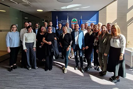 Participants of the just transition in the Balkans seminar hosted by FES and ETUC at the Municipality of Kakanj.