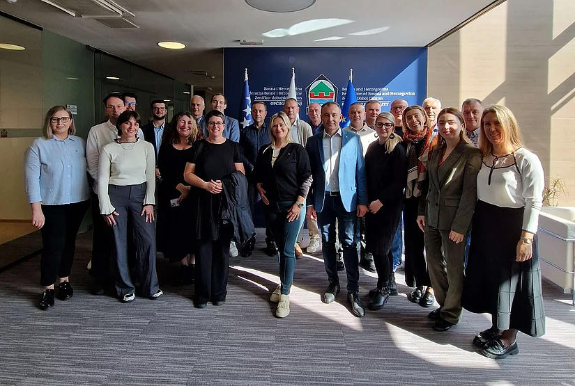 Participants of the just transition in the Balkans seminar hosted by FES and ETUC at the Municipality of Kakanj.